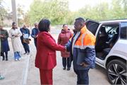 Deputy Minister Seitlholo arrives at Lainsburg Community Hall