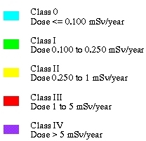 Key to the annual dose map