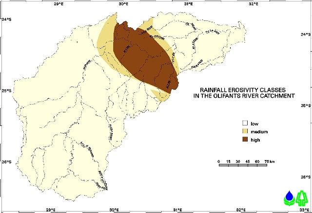 Rainfall erosivity classes in the Olifants catchment
